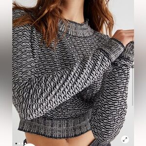 Free People Jane Top in Black and White Size Medium